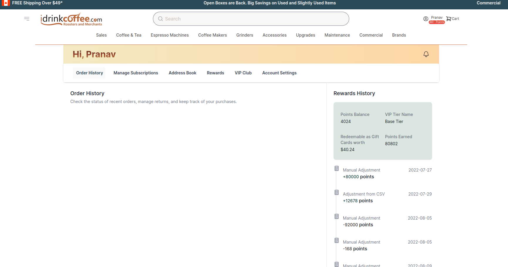 Customer Dashboard