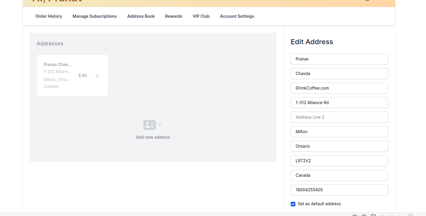 Edit Addresses